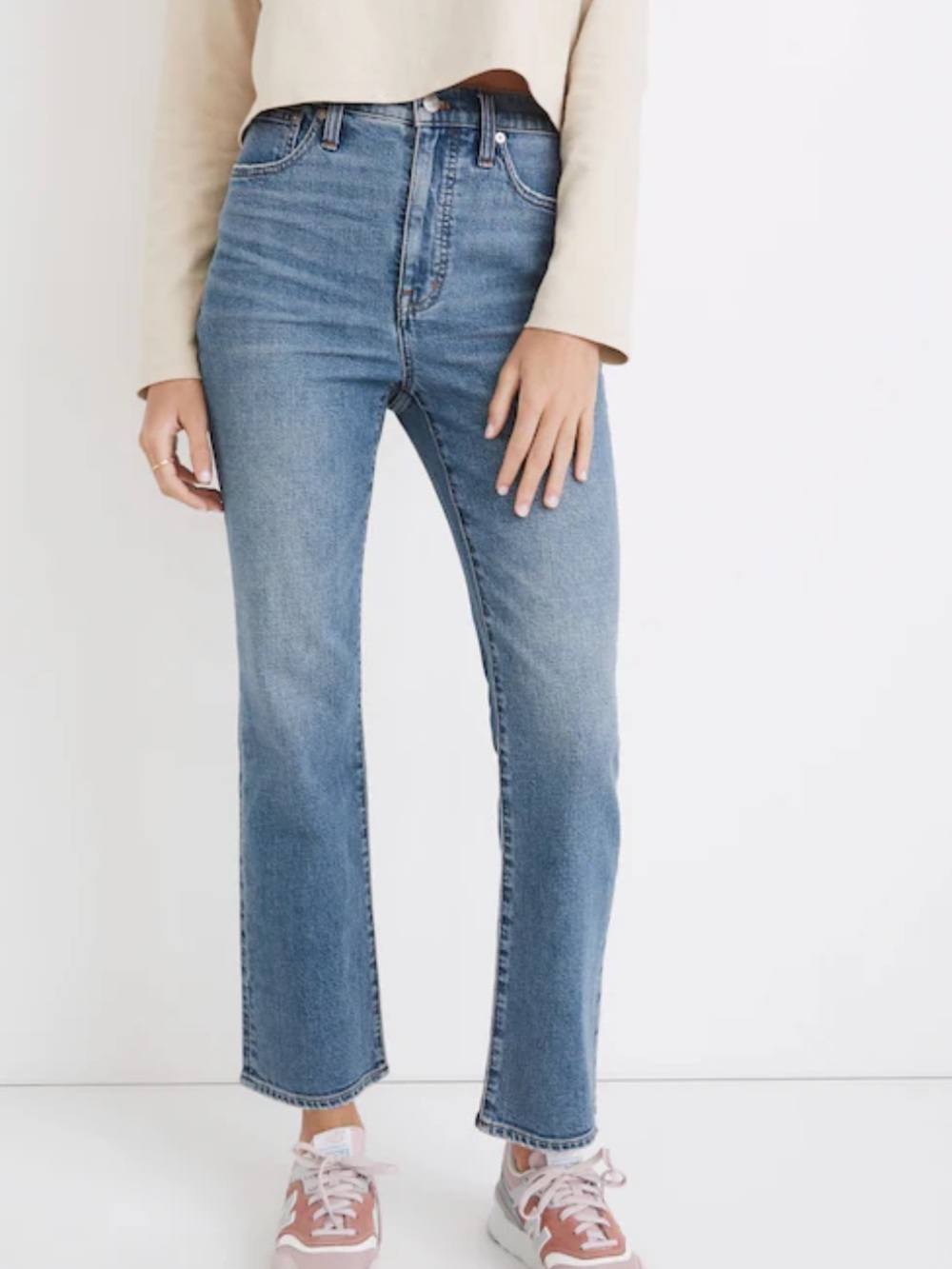 Madewell Cropped High-Rise Blue Straight Jeans